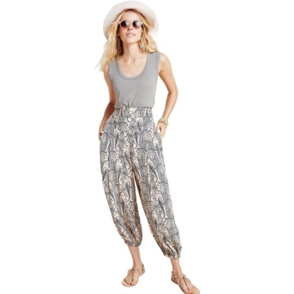 Anthropologie Paisley Print Harem Balloon Pants - Picture 2 of 7